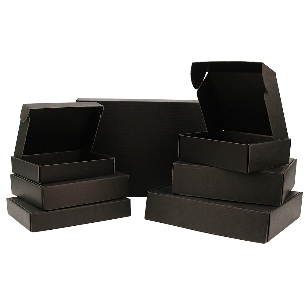 Kraft Paper Box - 10 Stuks/Zwarte 3-Layer Gegolfde Geschenkdoos Festival